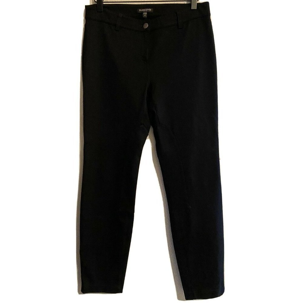 Eileen Fisher Ankle Zip Black Ponte Skinny Pants